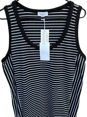 NWT EVEREVE CHARLIE Scoop Neck Pima Cotton Dress Stripe Large Retail $98.00 thumbnail 2