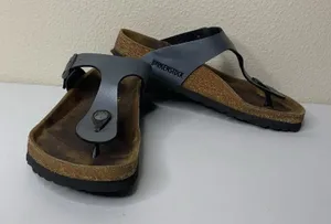 Birkenstock Gizeh Leather Thong Silver/Gray Sz 37 US 6 Regular Sandals Slip On thumbnail 1