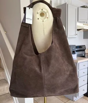 American leather Co Brown Suede Tote Bag thumbnail 1