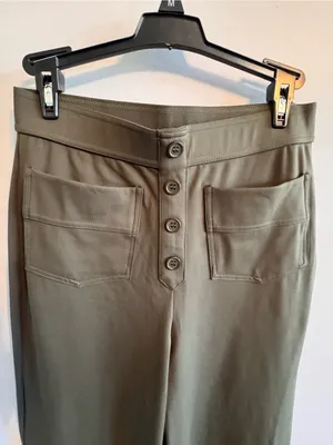 NWT Olive Green Halara High Rise Wide Leg Pants Button Front Career Casual Mediu thumbnail 5