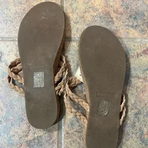 lands end sandals | size 8 sandals | finely cork bottom braided thong sandals thumbnail 5