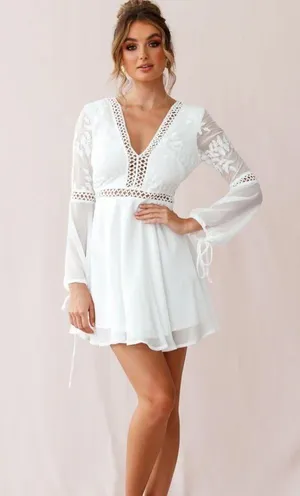 Angel Biba White Crochet Bell Sleeve Dress thumbnail 3