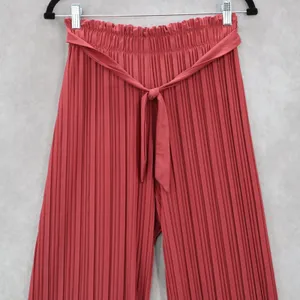 Pink Stripe Belted Wide Leg‎ Boho Pull On Straight Leg Trousers Pant S Small thumbnail 4