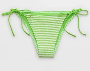 {Aerie} Brand New Crinkle Stripe Cheekiest Tie Bikini Bottoms thumbnail 1
