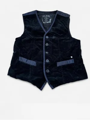 Vintage Guess Blue Velour Vest Y2K Steampunk Indie Sleaze 90s Grunge Goth thumbnail 3