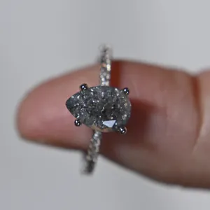 Dazzling Silver Teardrop Pear Shape Ring 7 new gift Black Quartz formal bride thumbnail 2