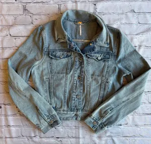 Free People Denim Jacket Western Boho Women’s Size Small Faded Country Prairie thumbnail 1