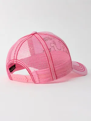 True Religion Pink Rhinestone Embroidered Logo Trucker Hat thumbnail 3