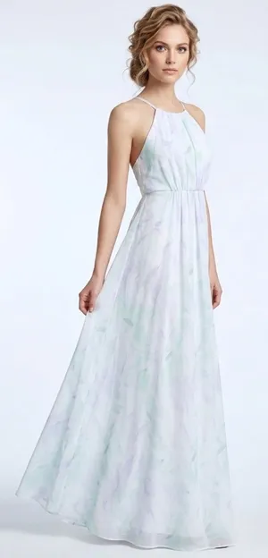 Show me your Mumu halter Maxi dress SMALL baby blue bridesmaid sleeveless thumbnail 1