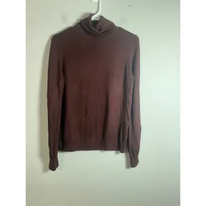 Banana Republic Womens Burgundy‎ Modal Cotton Blend Turtleneck Sweater Size M thumbnail 2