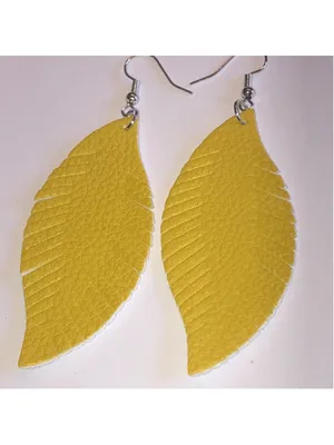 Chic Yellow Fabric Leaf Earrings thumbnail 2
