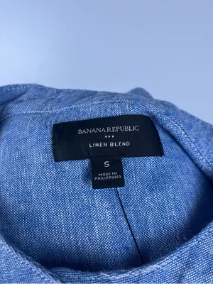 Banana Republic Factory Utility Striped Linen Blend Midi Dress Antique Blue S thumbnail 8