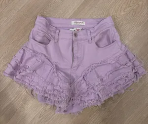 Vibrant Miu Triple Threads Light Purple Ruffle Shorts thumbnail 4