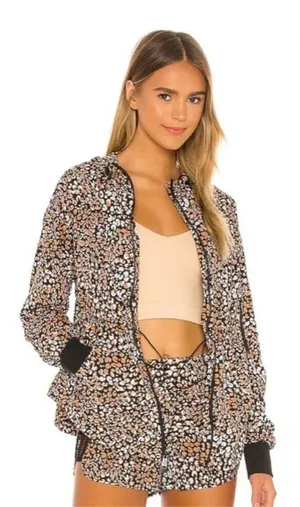 Free People Run Wild Hooded Jacket in‎ Leopard Sz Small thumbnail 1