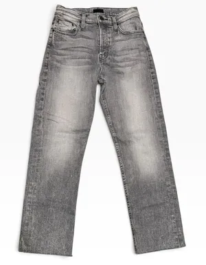 Mother The Tomcat Ankle Fray Jeans Static Grey Straight Leg Button Fly Size 25 thumbnail 1