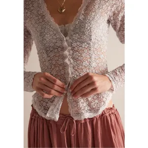 Free People Dainty Ethereal Cottage Lara Lace Top Light Lilac Ash Size Small NEW thumbnail 4