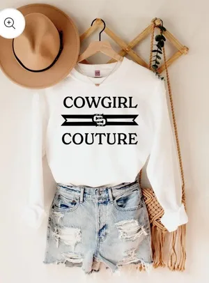 Western Cowgirl Pullover Sweatshirt White Size XL thumbnail 1