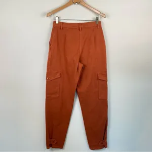 Aritzia Wilfred Free Modern Cargo Pant Rust Red Brown Button Fly High Rise thumbnail 9