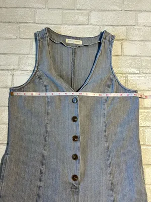 Stitch & Feather Light Blue Denim Romper Size L thumbnail 4