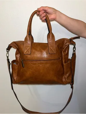 Steve Madden Brown Faux Leather Satchel Crossbody Bag Studded Boho Tote thumbnail 3