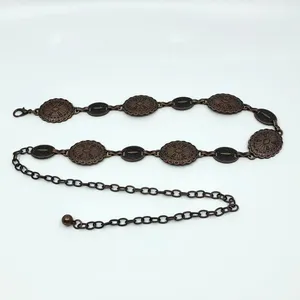 Y2K Boho Antique Bronze Medallion Chain Belt, Fits 22–37.5 Inches, X7GA1174 thumbnail 6