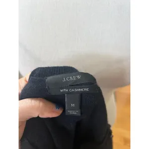 J.Crew Wool Cashmere Navy & Black Embellished Shoulder Crewneck Sweater thumbnail 2