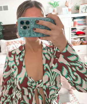 Zara Brown And Green Patterned Longsleeve thumbnail 3