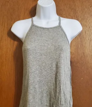 High neck ribbed tank top Gray Size M thumbnail 1