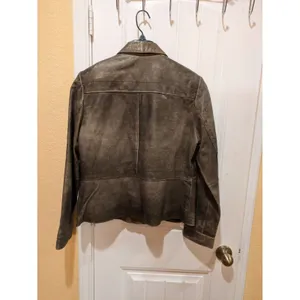 Alfani Leather “Distressed” Bronze Jacket Biker Moto Size L Zippers Fla… thumbnail 8