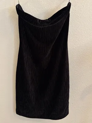Naked Wardrobe Black Strapless Textured Velvet Mini Dress Small thumbnail 4