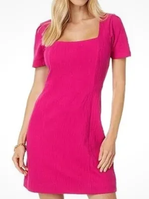 Lilly Pulitzer Pink Brinley Stretch Shift Dress Pink Jacquard Size XL, New NWOT thumbnail 1