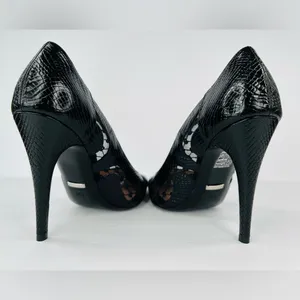 Gucci Python Embossed Leather & Mesh GG Rhombus Heel Pumps Size EU 39.5 thumbnail 10