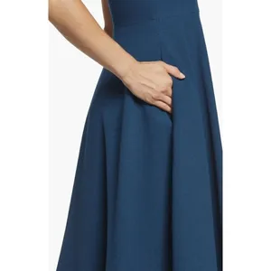DRESS THE POPULATION Catalina Fit & Flare Cocktail Dress in Peacock Blue X-Small thumbnail 10