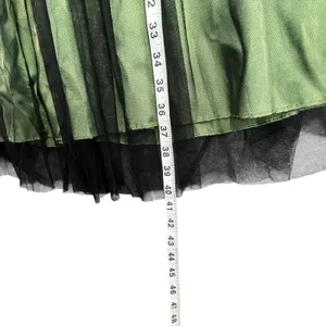 Vintage Y2K Cumbia Dress‎ XS Green Satin Black Mesh Goth Dark Fairy Whimsygoth thumbnail 7