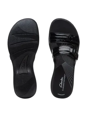 NWT Clarks Patent Breeze Piper Slide Sandal 26171970 Black 9M thumbnail 4