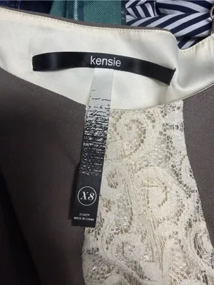 Kensie Cream Lace Panel Mini Dress with Brown Contrast thumbnail 2
