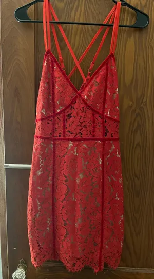 Tobi Red Lace Dress thumbnail 1
