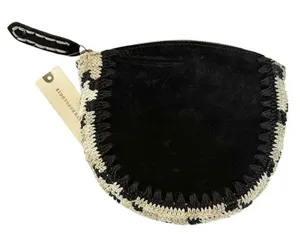 Anthropologie Jasper & Jeera Leather Crocheted Clutch Handbag thumbnail 1