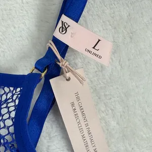 Victorias Secret Very Sexy Blue Fishnet Mesh Strappy‎ Low Cut Demi Bra Large NEW thumbnail 3