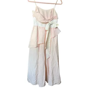 GUNNE‎ SAX By Jessica Mcclintock Pink Long Dress Size 6 Bow Asymmetrical Ruffle thumbnail 13
