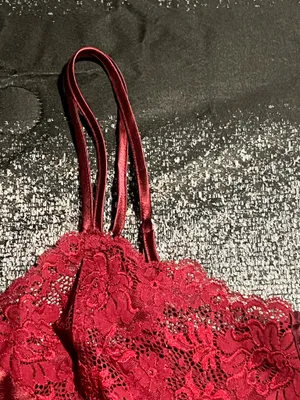 Womens large Darjeeling vibrant ruby red satin slip nightgown. thumbnail 5