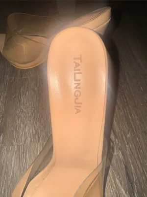 Nude Pointed Clear PVC Mule Heels Tan Size 9 thumbnail 6