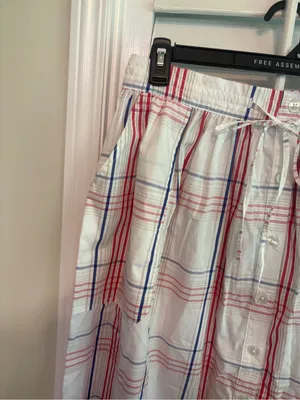 Free assembly White Plaid Button Front Maxi Skirt Size XL thumbnail 5