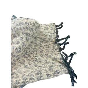 Steve Madden Reversible Wrap Shawl Scarf Green Plaid & Leopard Fringe 82x21’ NWT thumbnail 6