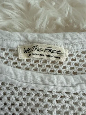 We The Free Crochet Yoke Long Sleeve Top White Size Large thumbnail 2