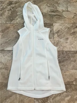 Columbia White Hooded Fleece Vest thumbnail 1
