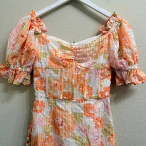 Sabo Skirt Genevive Corset Floral Mini Dress Size Small Offshoulder Ruffle Coquete thumbnail 4