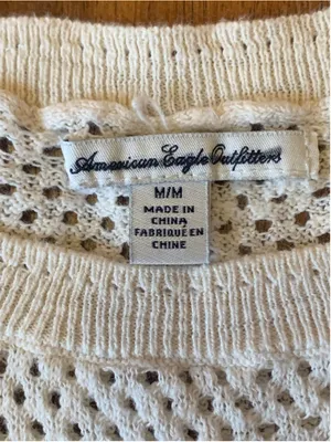 American Eagle Outfitters Top Medium Cream Open Knit thumbnail 2