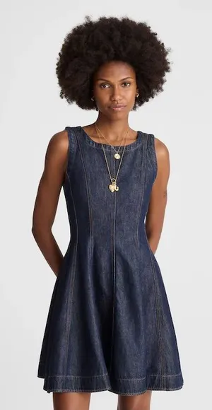 Madewell Airy Denim Circle Mini Dress in Rinse Wash NZ106 Size M NWT thumbnail 1
