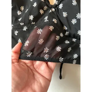 Gilly Hicks Black Daisy Floral Mesh Halter Bandeau Top Keyhole‎ Medium thumbnail 7